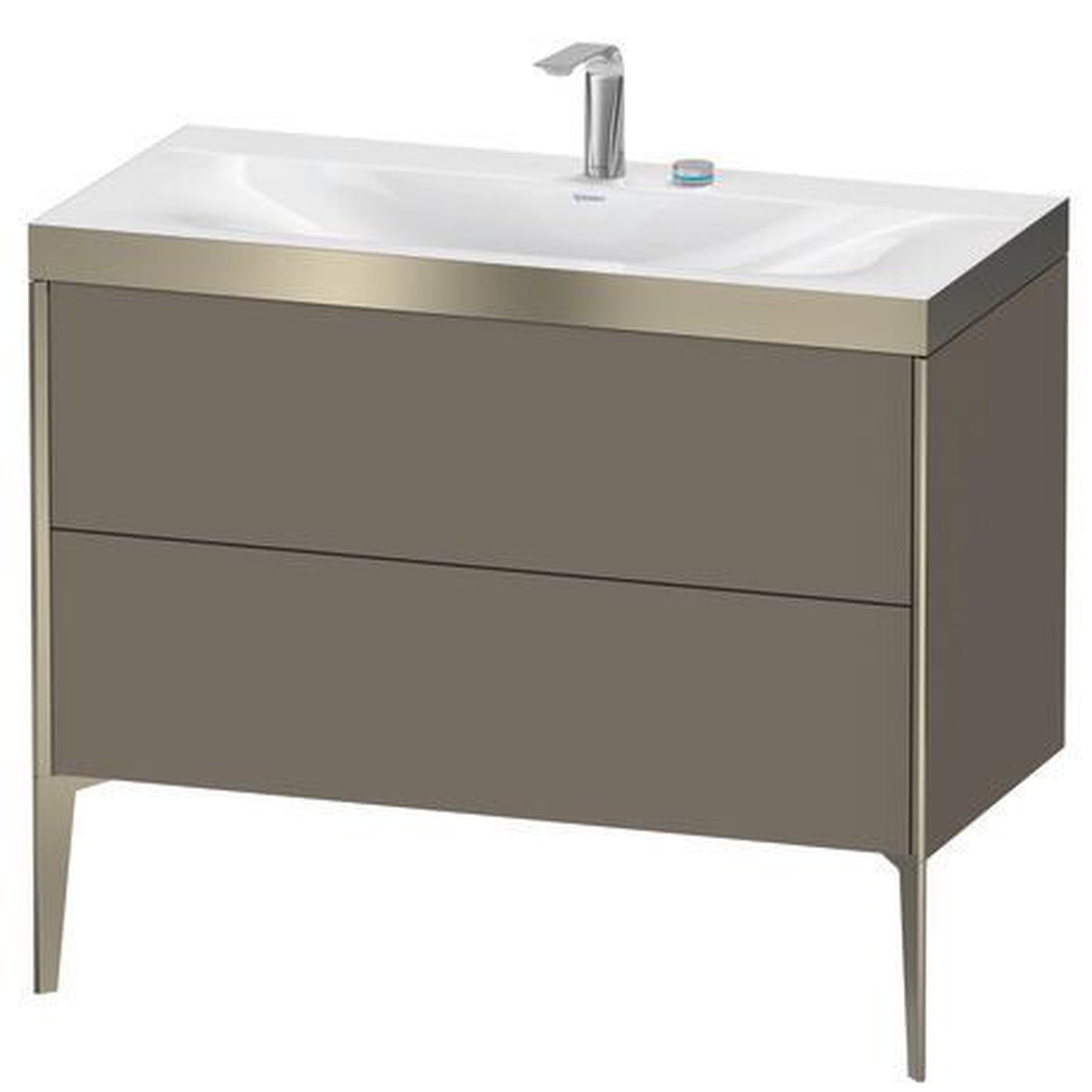 Duravit XViu 39" x 39" x 19" Two Drawer C-Bonded Floorstanding Vanity Kit With Two Tap Holes, Flannel Gray (XV4711EB190P)
