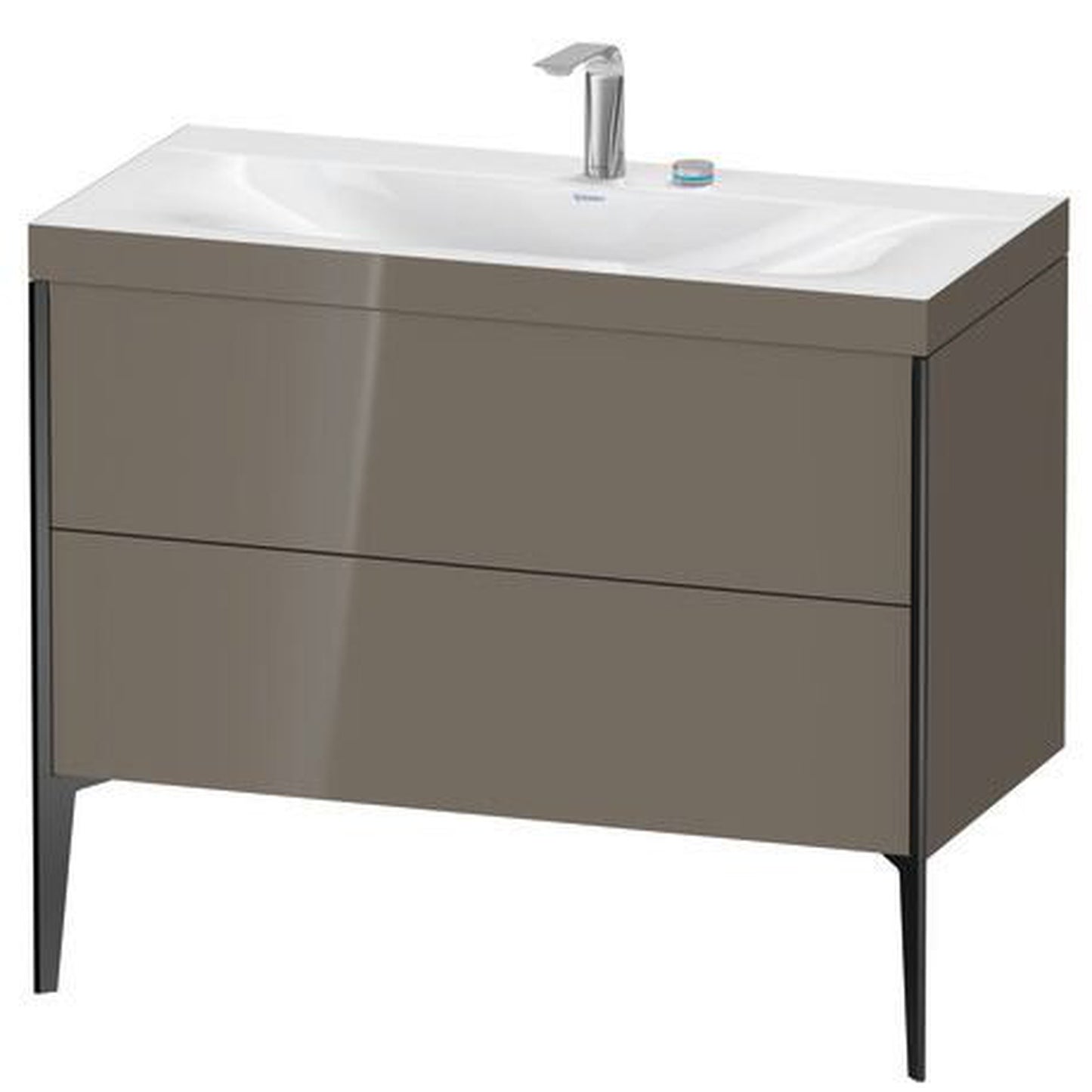 Duravit XViu 39" x 39" x 19" Two Drawer C-Bonded Floorstanding Vanity Kit With Two Tap Holes, Flannel Gray (XV4711EB289C)