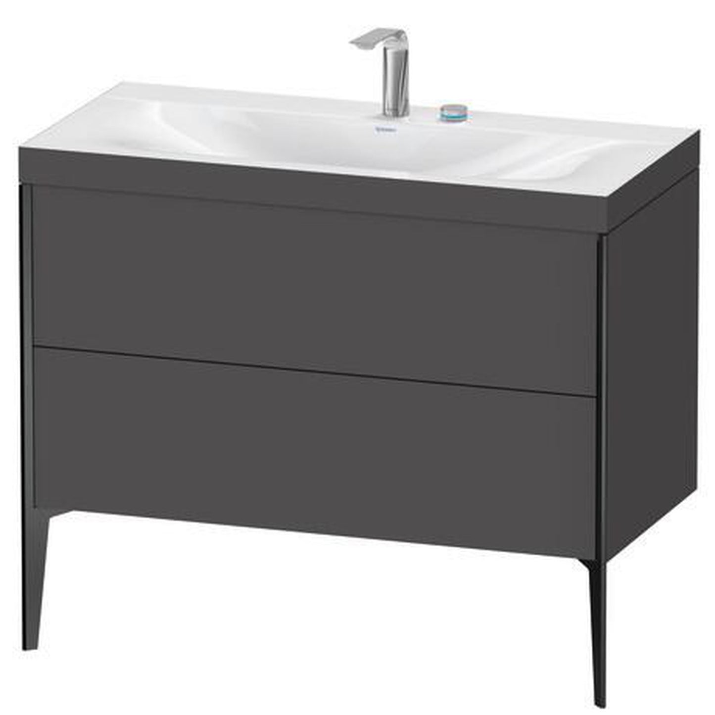 Duravit XViu 39" x 39" x 19" Two Drawer C-Bonded Floorstanding Vanity Kit With Two Tap Holes, Graphite (XV4711EB249C)