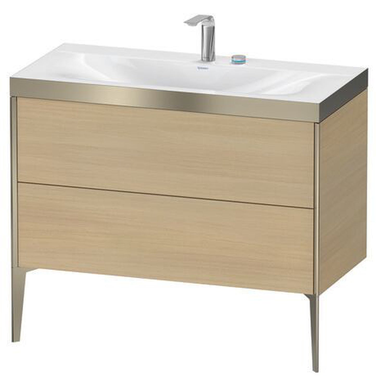 Duravit XViu 39" x 39" x 19" Two Drawer C-Bonded Floorstanding Vanity Kit With Two Tap Holes, Mediterranean Oak (XV4711EB171P)