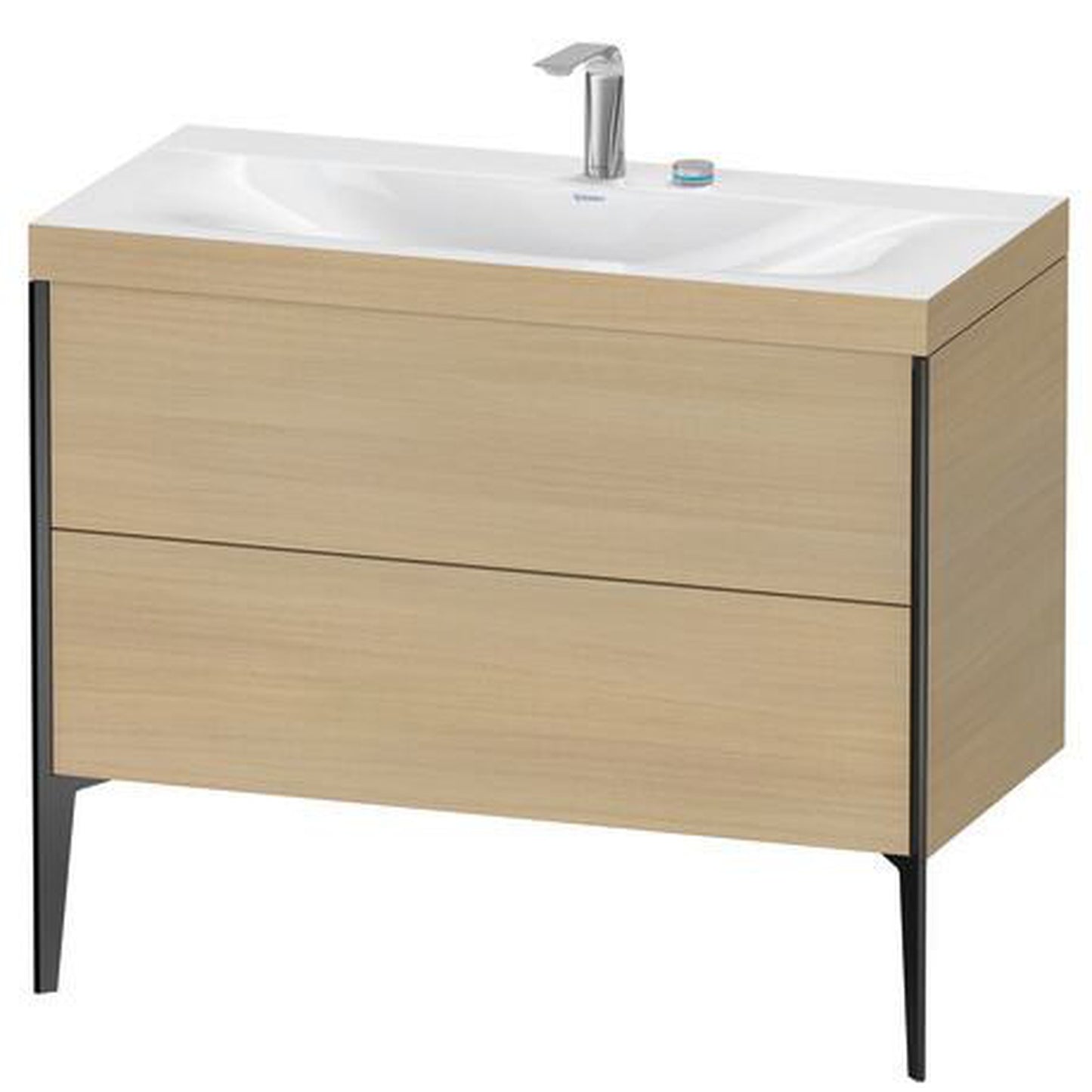 Duravit XViu 39" x 39" x 19" Two Drawer C-Bonded Floorstanding Vanity Kit With Two Tap Holes, Mediterranean Oak (XV4711EB271C)
