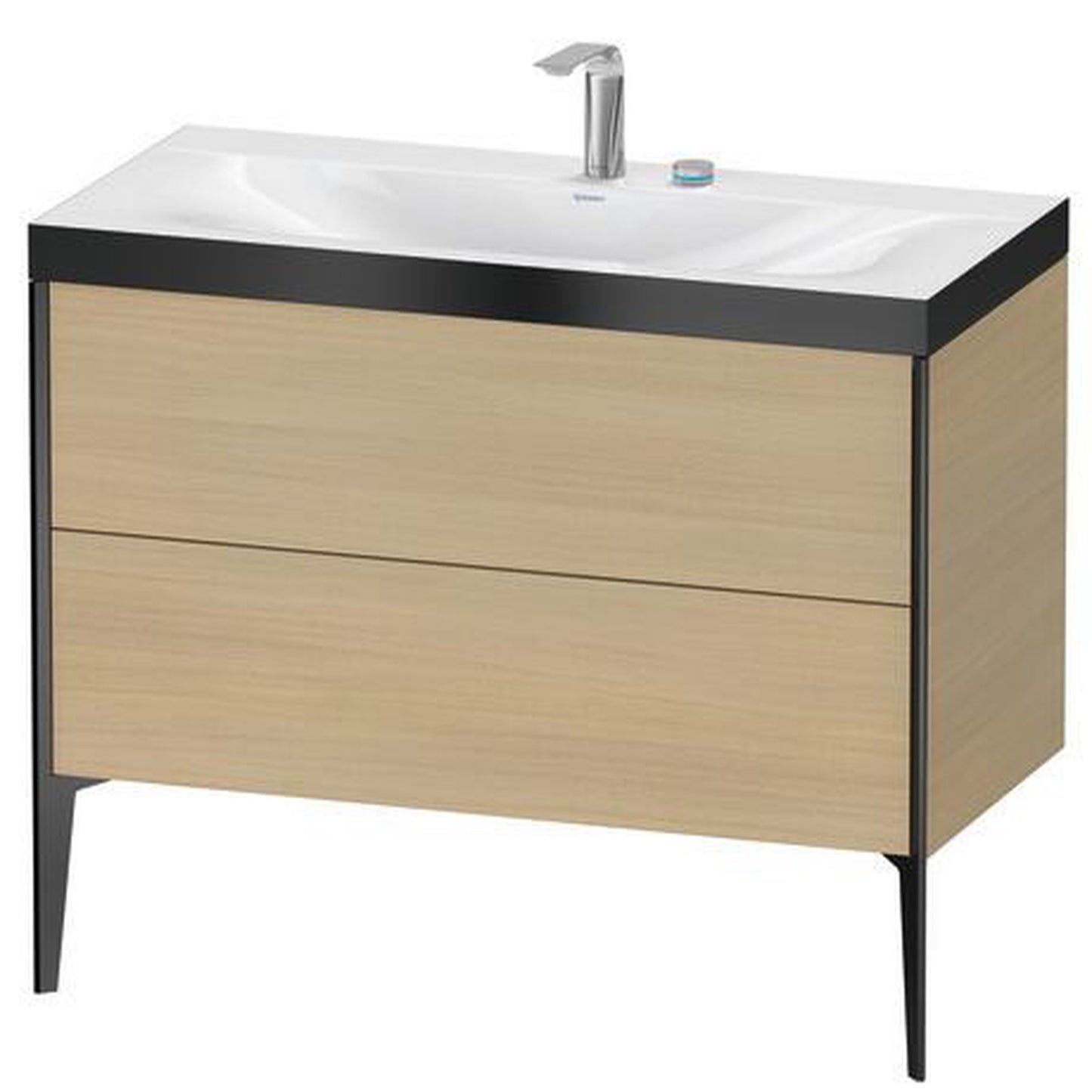 Duravit XViu 39" x 39" x 19" Two Drawer C-Bonded Floorstanding Vanity Kit With Two Tap Holes, Mediterranean Oak (XV4711EB271P)