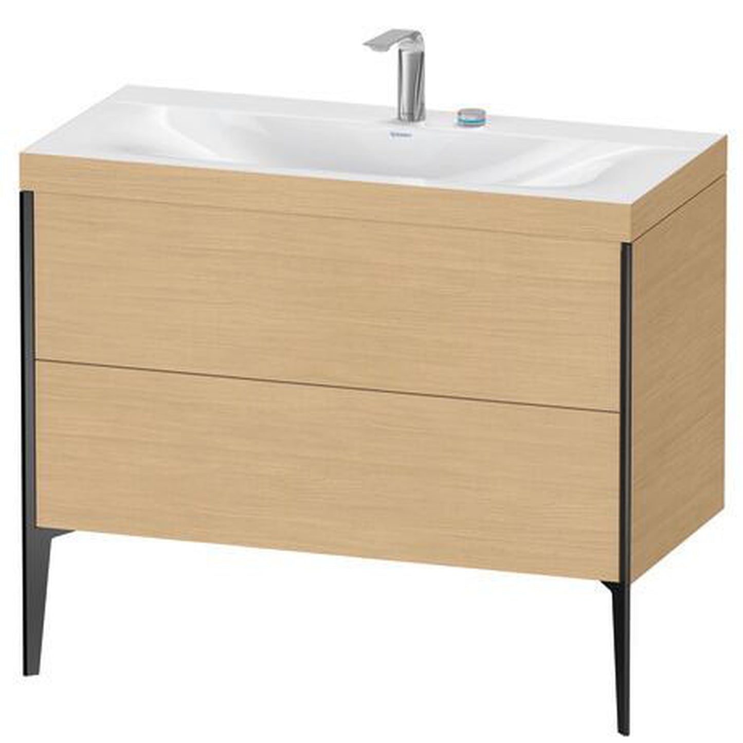 Duravit XViu 39" x 39" x 19" Two Drawer C-Bonded Floorstanding Vanity Kit With Two Tap Holes, Natural Oak (XV4711EB230C)