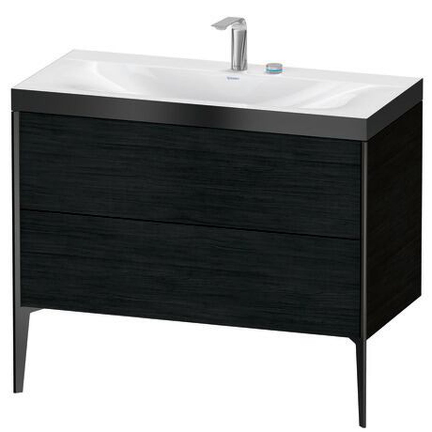 Duravit XViu 39" x 39" x 19" Two Drawer C-Bonded Floorstanding Vanity Kit With Two Tap Holes, Oak Black (XV4711EB216P)