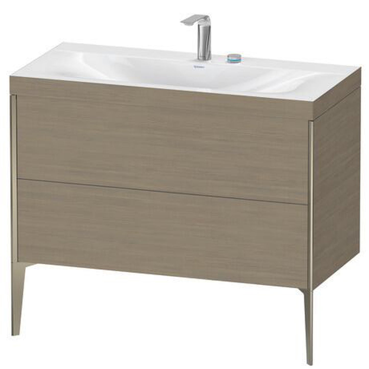 Duravit XViu 39" x 39" x 19" Two Drawer C-Bonded Floorstanding Vanity Kit With Two Tap Holes, Oak Terra (XV4711EB135C)