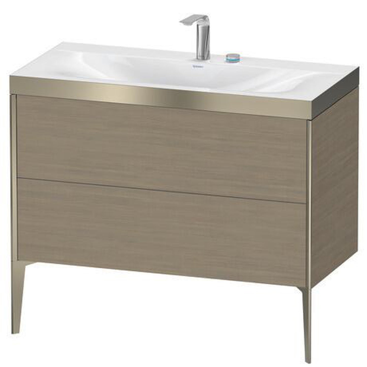 Duravit XViu 39" x 39" x 19" Two Drawer C-Bonded Floorstanding Vanity Kit With Two Tap Holes, Oak Terra (XV4711EB135P)