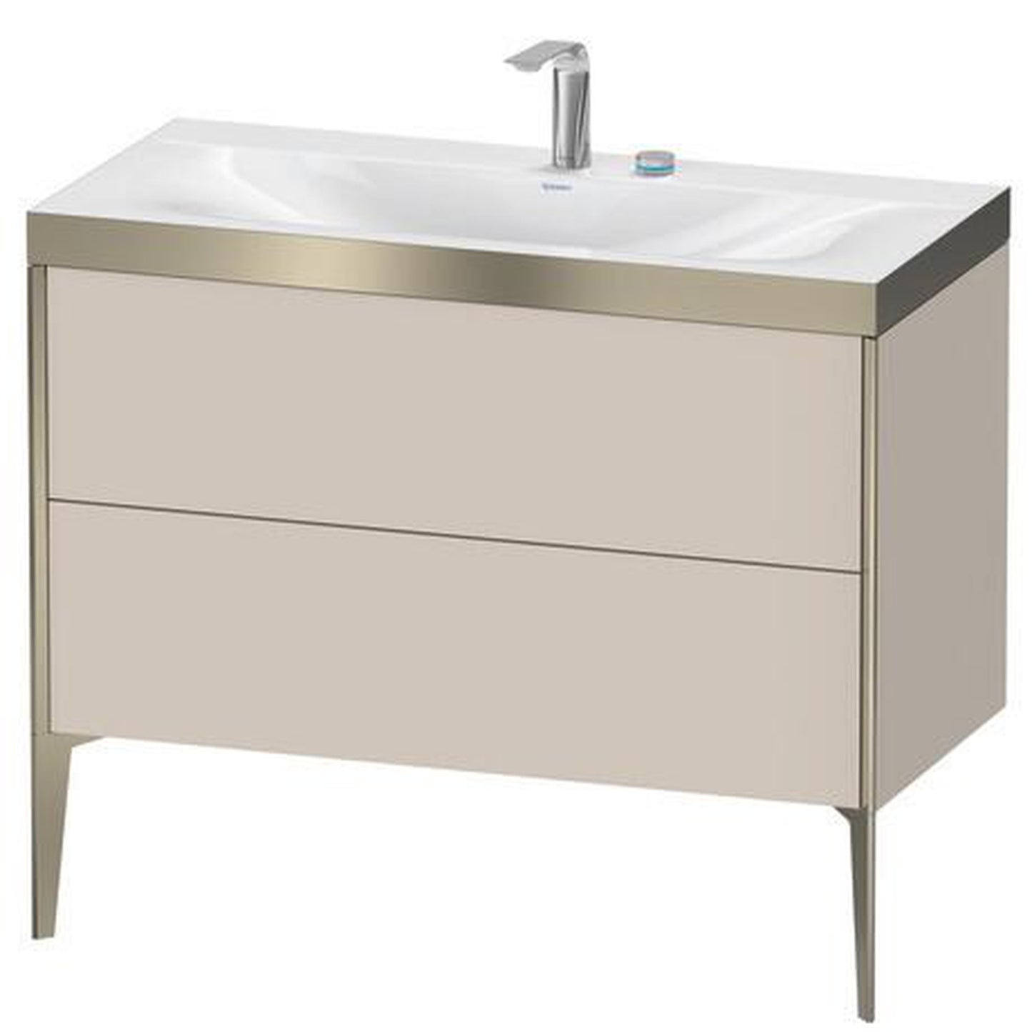 Duravit XViu 39" x 39" x 19" Two Drawer C-Bonded Floorstanding Vanity Kit With Two Tap Holes, Taupe (XV4711EB191P)
