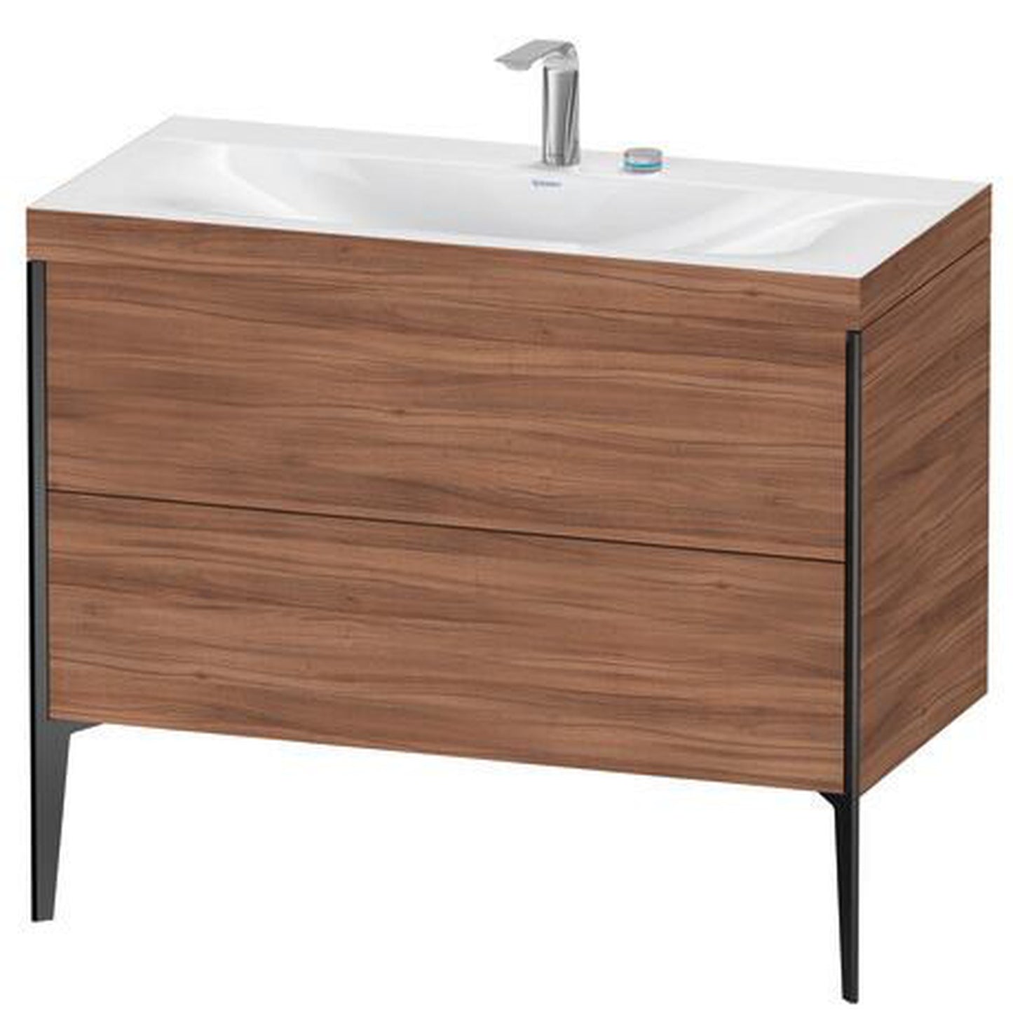 Duravit XViu 39" x 39" x 19" Two Drawer C-Bonded Floorstanding Vanity Kit With Two Tap Holes, Walnut (XV4711EB279C)
