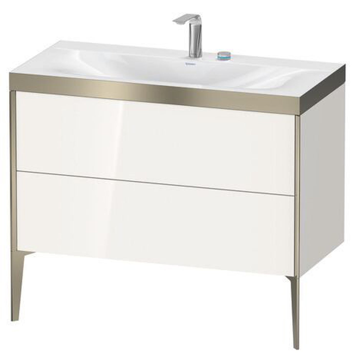 Duravit XViu 39" x 39" x 19" Two Drawer C-Bonded Floorstanding Vanity Kit With Two Tap Holes, White (XV4711EB122P)