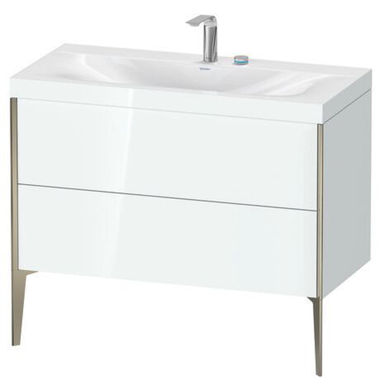 Duravit XViu 39" x 39" x 19" Two Drawer C-Bonded Floorstanding Vanity Kit With Two Tap Holes, White (XV4711EB185C)