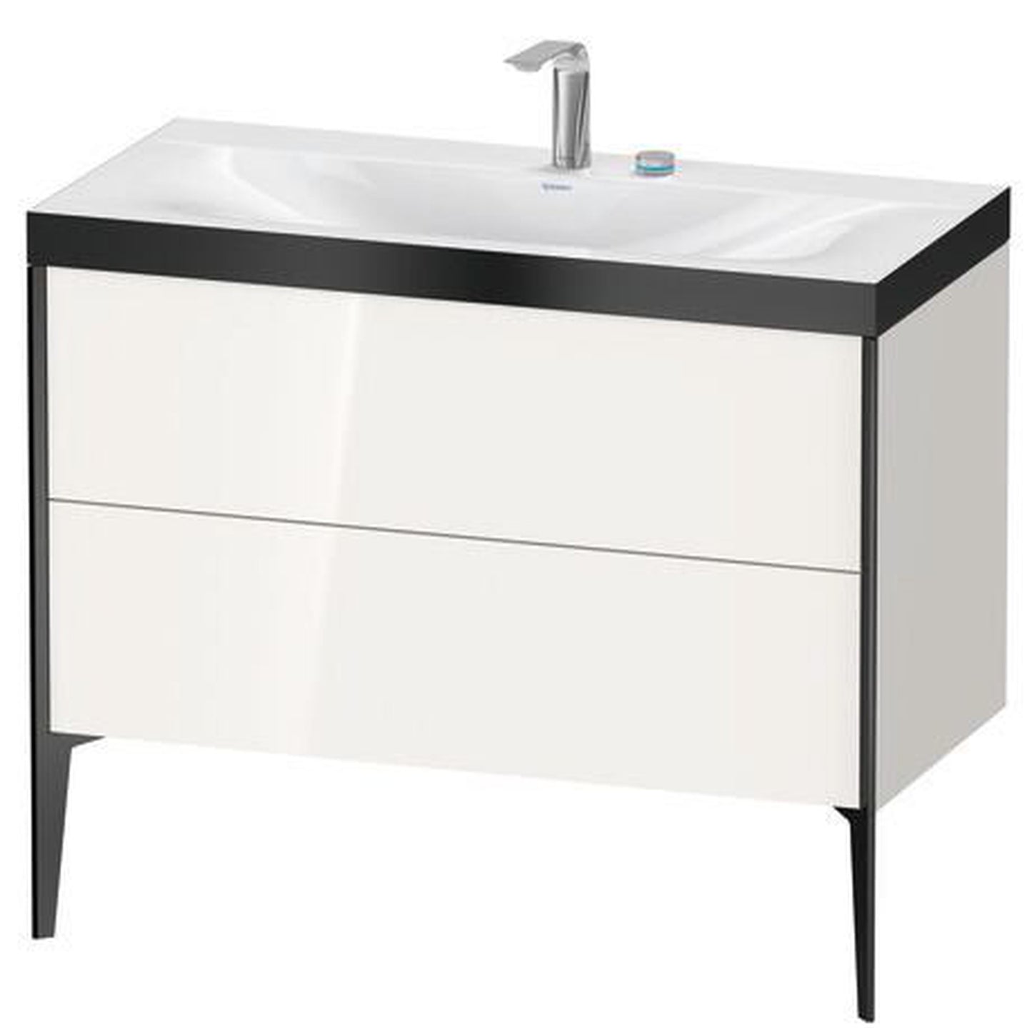 Duravit XViu 39" x 39" x 19" Two Drawer C-Bonded Floorstanding Vanity Kit With Two Tap Holes, White (XV4711EB222P)