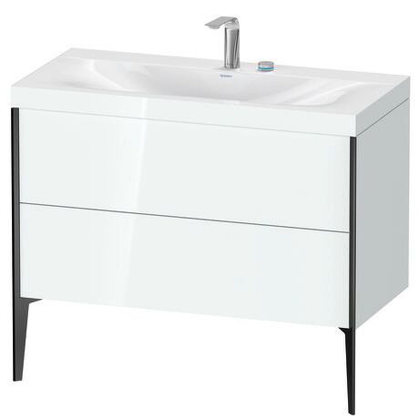 Duravit XViu 39" x 39" x 19" Two Drawer C-Bonded Floorstanding Vanity Kit With Two Tap Holes, White (XV4711EB285C)