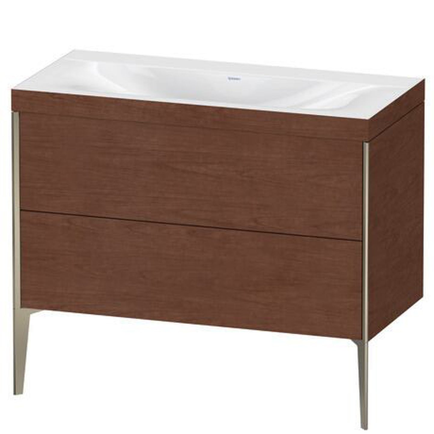 Duravit XViu 39" x 39" x 19" Two Drawer C-Bonded Floorstanding Vanity Kit Without Tap Hole, American Walnut (XV4711NB113C)