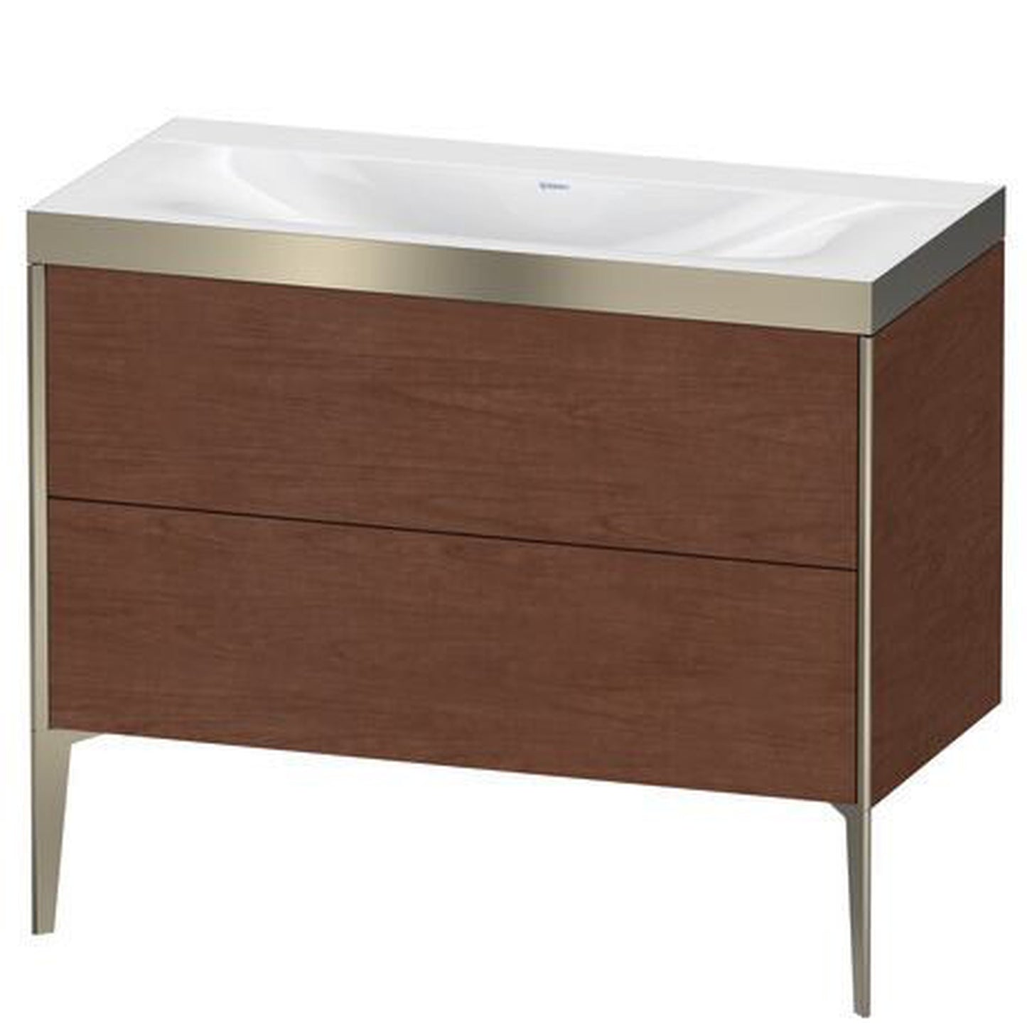 Duravit XViu 39" x 39" x 19" Two Drawer C-Bonded Floorstanding Vanity Kit Without Tap Hole, American Walnut (XV4711NB113P)