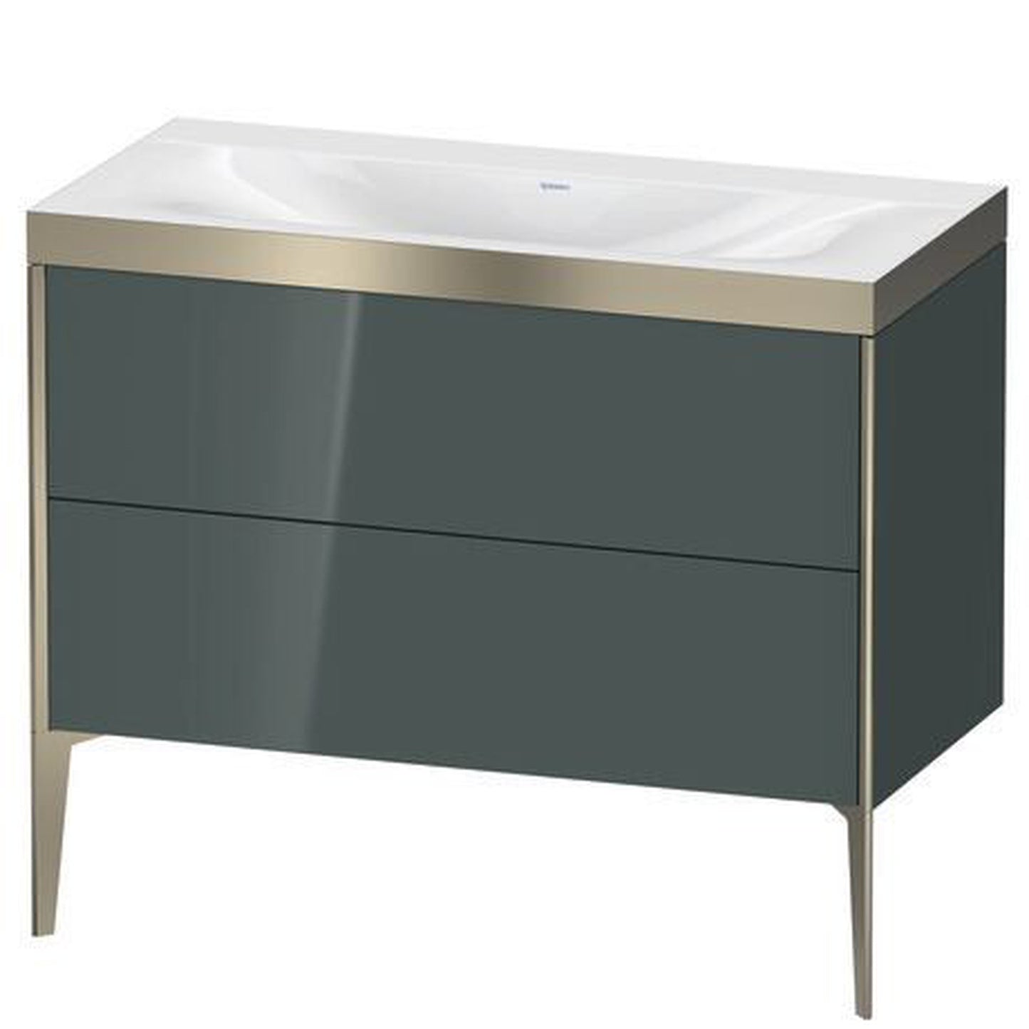 Duravit XViu 39" x 39" x 19" Two Drawer C-Bonded Floorstanding Vanity Kit Without Tap Hole, Dolomite Gray (XV4711NB138P)