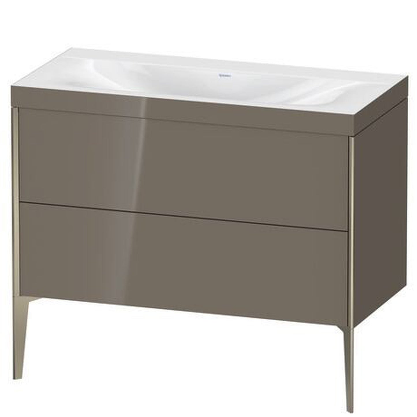 Duravit XViu 39" x 39" x 19" Two Drawer C-Bonded Floorstanding Vanity Kit Without Tap Hole, Flannel Gray (XV4711NB189C)