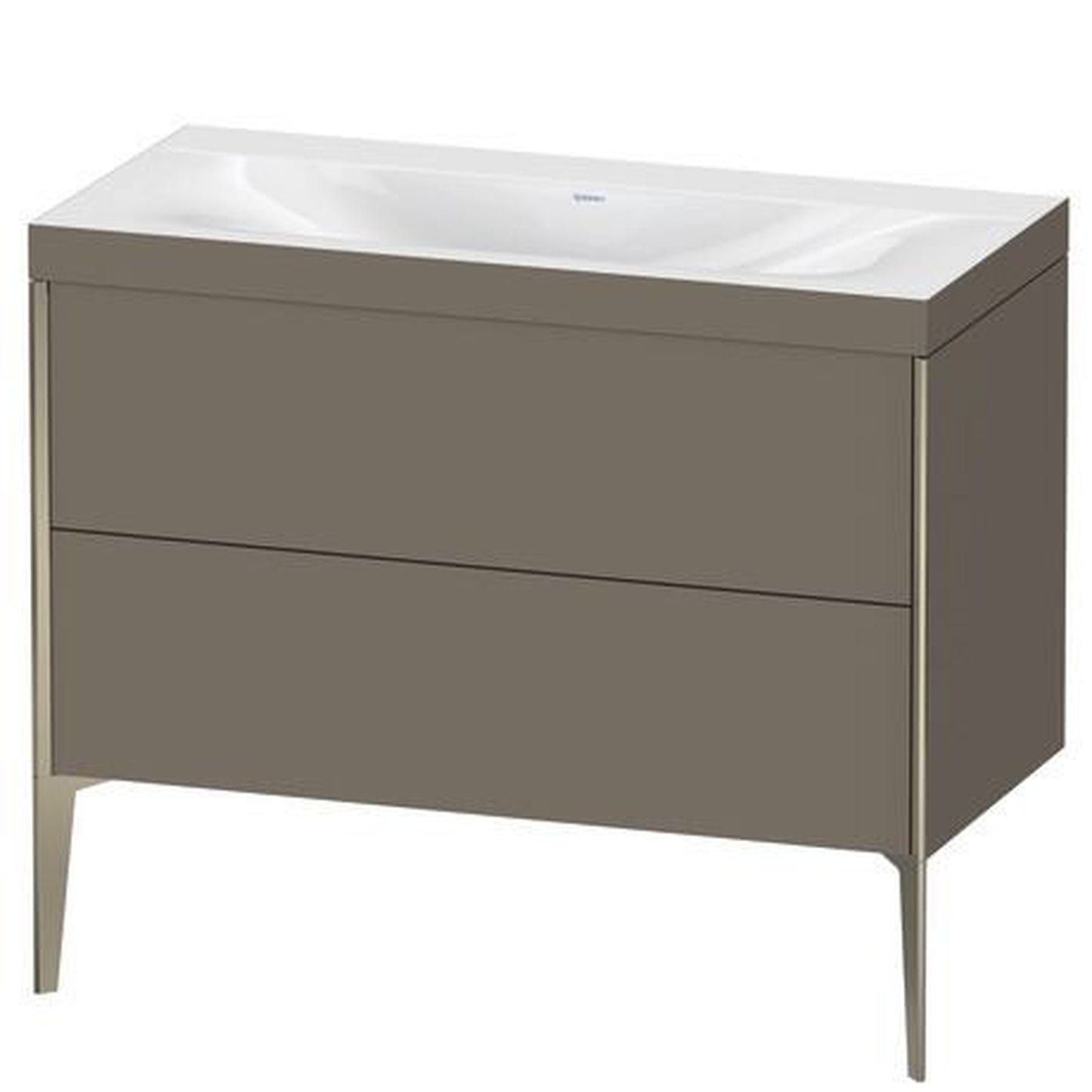 Duravit XViu 39" x 39" x 19" Two Drawer C-Bonded Floorstanding Vanity Kit Without Tap Hole, Flannel Gray (XV4711NB190C)