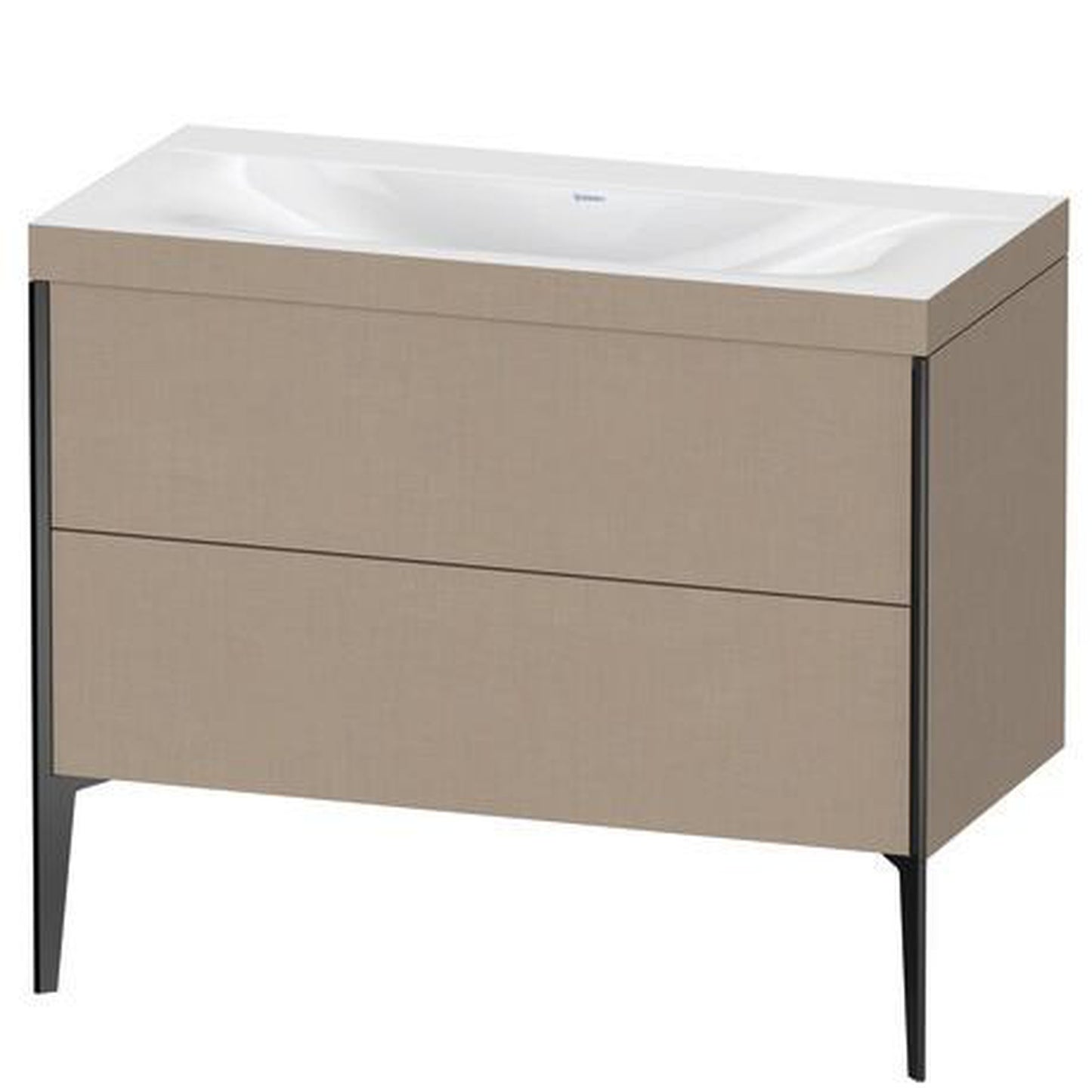 Duravit XViu 39" x 39" x 19" Two Drawer C-Bonded Floorstanding Vanity Kit Without Tap Hole, Linen (XV4711NB275C)