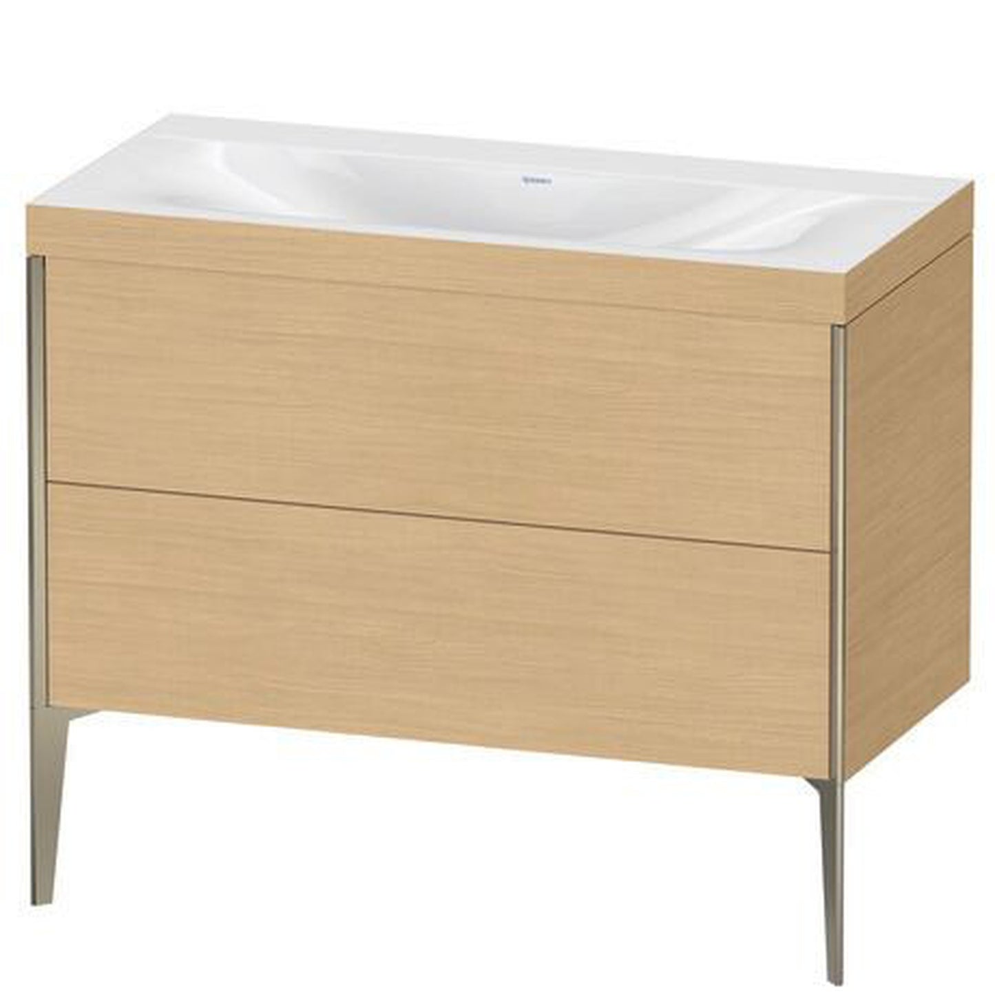 Duravit XViu 39" x 39" x 19" Two Drawer C-Bonded Floorstanding Vanity Kit Without Tap Hole, Natural Oak (XV4711NB130C)