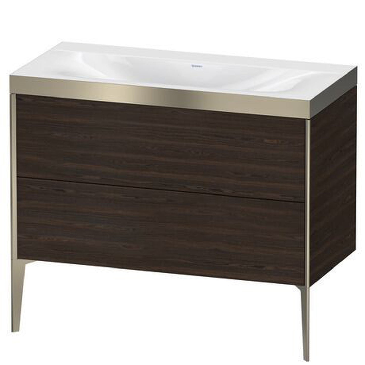 Duravit XViu 39" x 39" x 19" Two Drawer C-Bonded Floorstanding Vanity Kit Without Tap Hole, Walnut Brushed (XV4711NB169P)