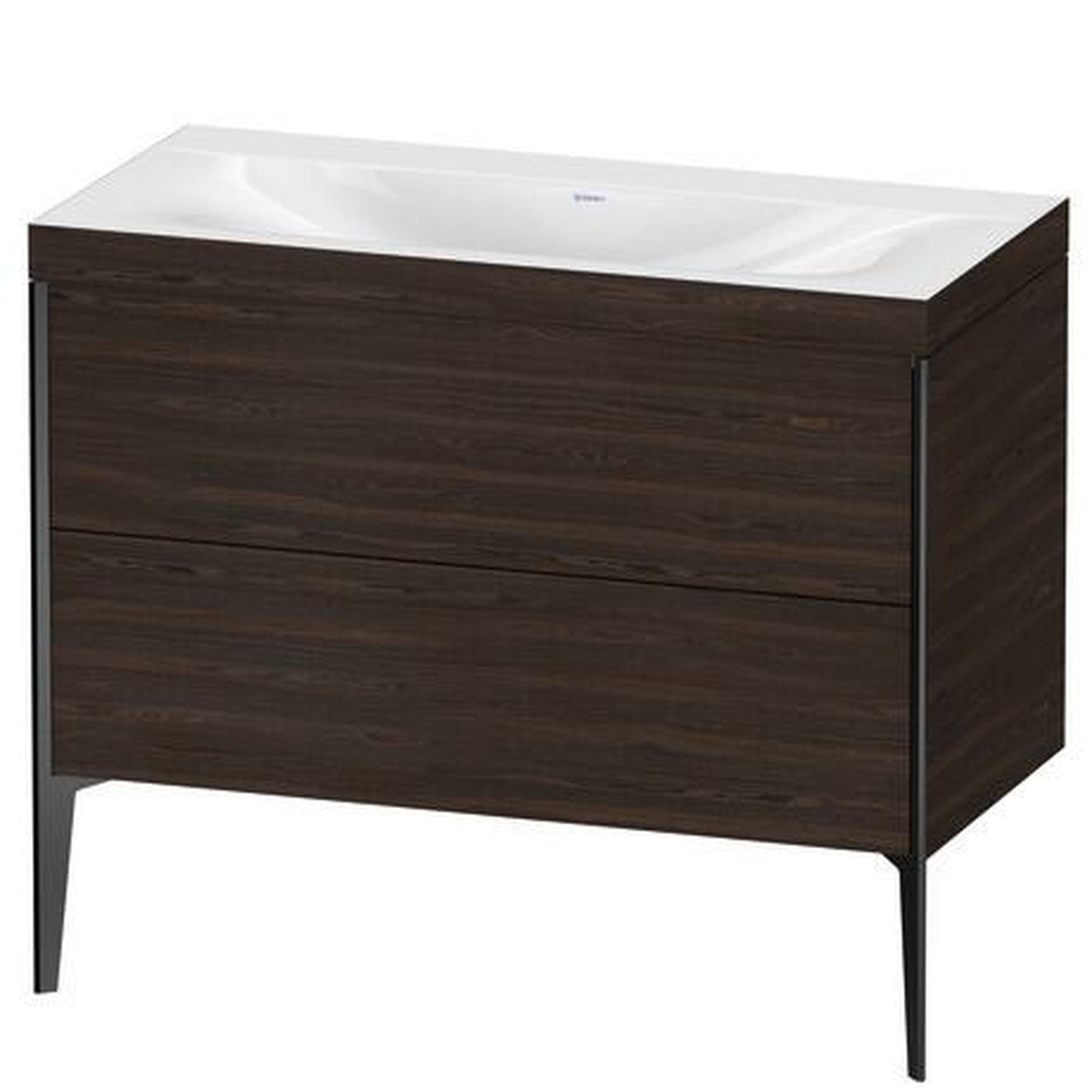 Duravit XViu 39" x 39" x 19" Two Drawer C-Bonded Floorstanding Vanity Kit Without Tap Hole, Walnut Brushed (XV4711NB269C)