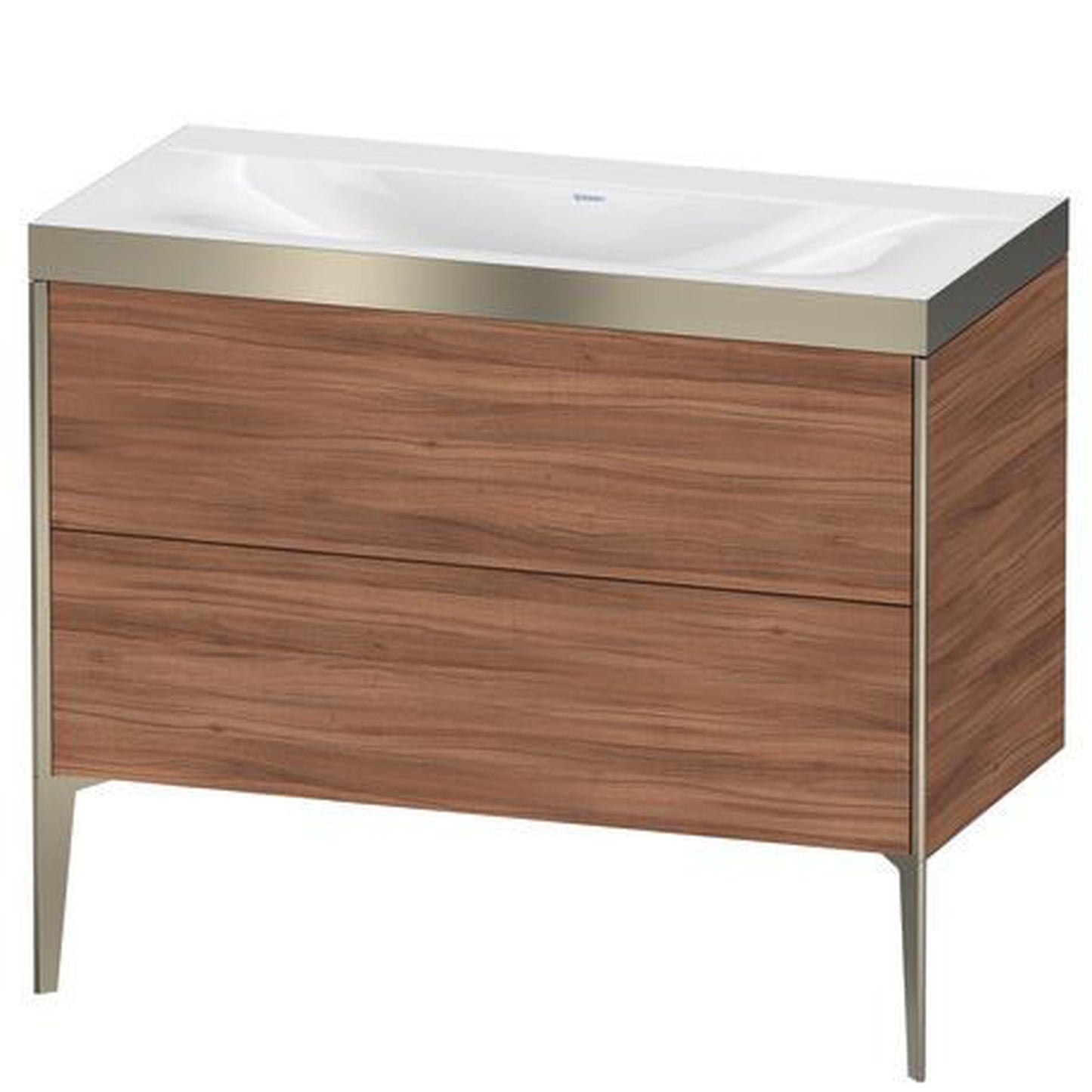 Duravit XViu 39" x 39" x 19" Two Drawer C-Bonded Floorstanding Vanity Kit Without Tap Hole, Walnut (XV4711NB179P)