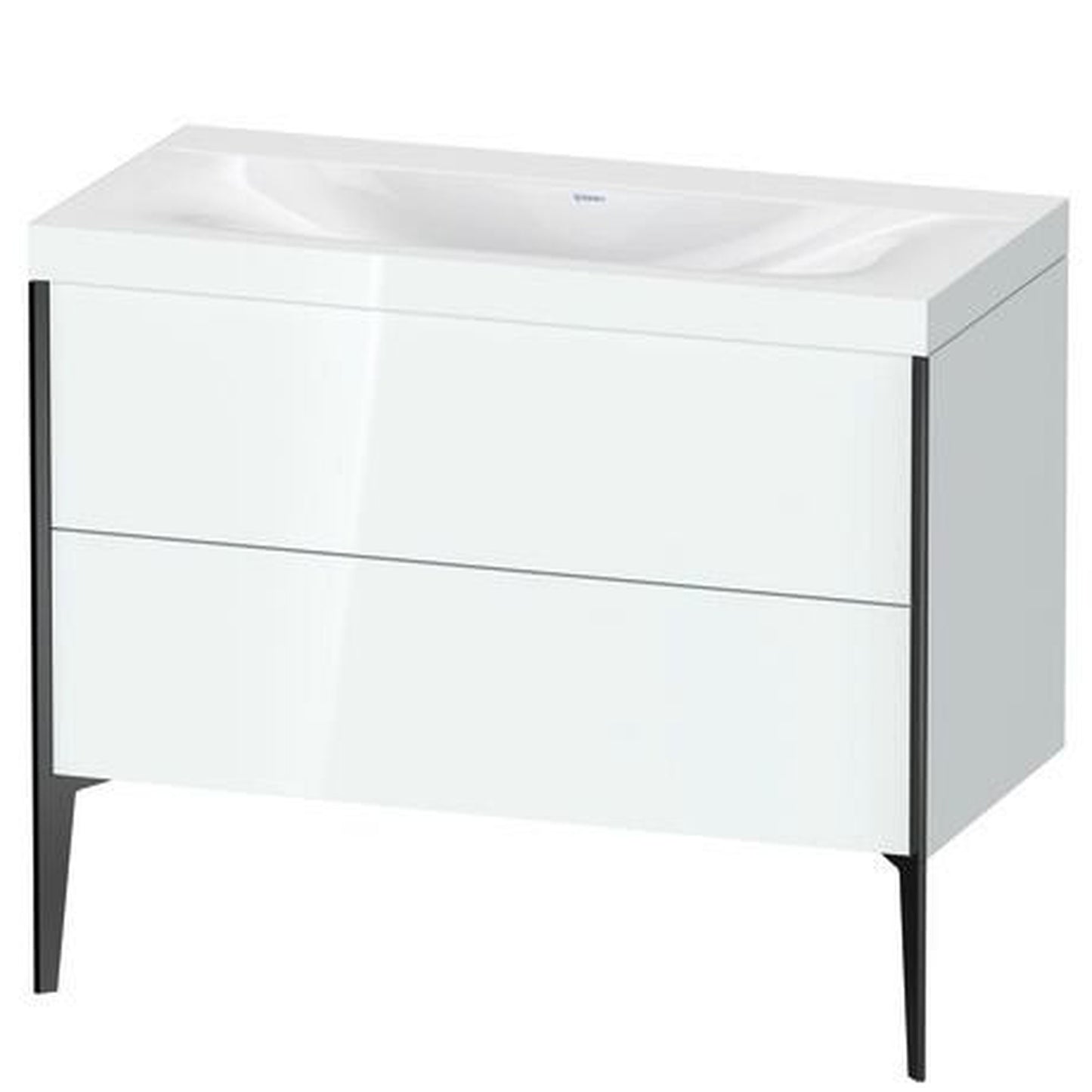 Duravit XViu 39" x 39" x 19" Two Drawer C-Bonded Floorstanding Vanity Kit Without Tap Hole, White (XV4711NB285C)