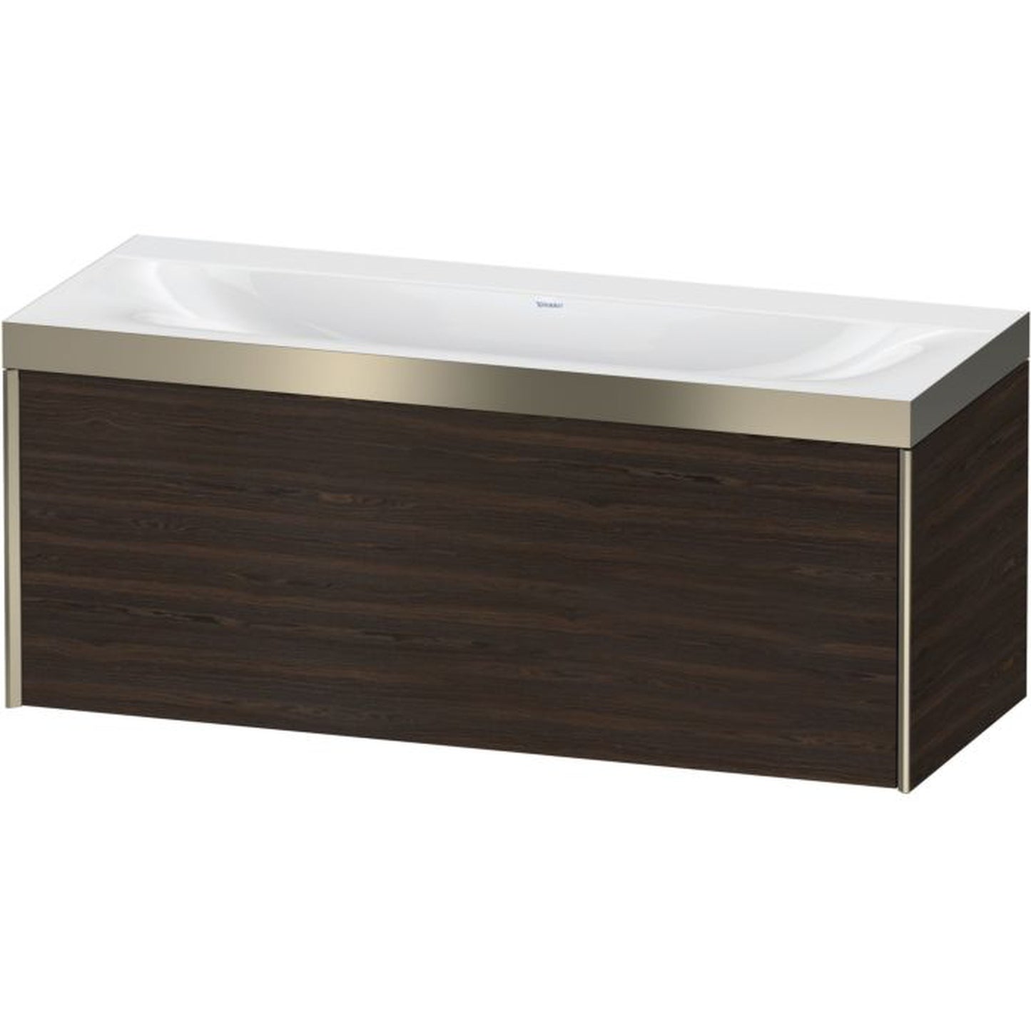 Duravit XViu 47" x 20" x 19" One Drawer C-Bonded Wall-Mount Vanity Kit Without Tap Hole, Walnut Brushed (XV4612NB169P)