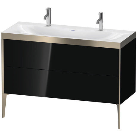 Duravit XViu 47" x 47" x 19" Two Drawer C-Bonded Floorstanding Vanity Kit With One Tap Hole, Black (XV4713OB140P)