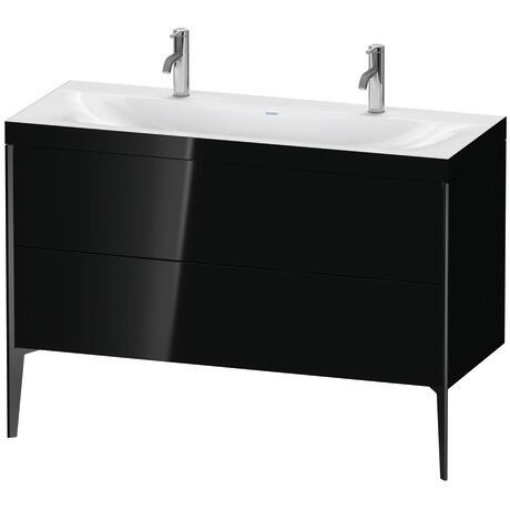 Duravit XViu 47" x 47" x 19" Two Drawer C-Bonded Floorstanding Vanity Kit With One Tap Hole, Black (XV4713OB240C)