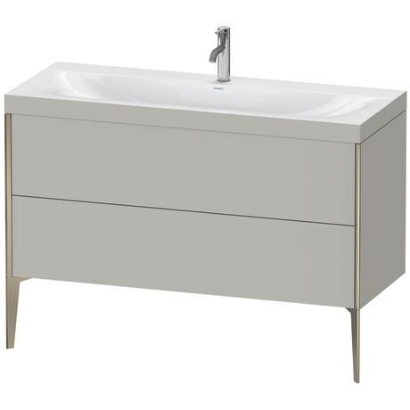 Duravit XViu 47" x 47" x 19" Two Drawer C-Bonded Floorstanding Vanity Kit With One Tap Hole, Concrete Gray (XV4712OB107C)