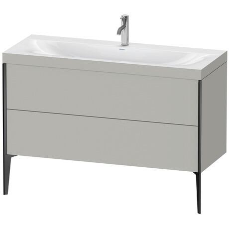 Duravit XViu 47" x 47" x 19" Two Drawer C-Bonded Floorstanding Vanity Kit With One Tap Hole, Concrete Gray (XV4712OB207C)