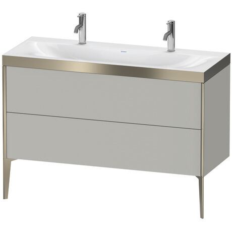Duravit XViu 47" x 47" x 19" Two Drawer C-Bonded Floorstanding Vanity Kit With One Tap Hole, Concrete Gray (XV4713OB107P)