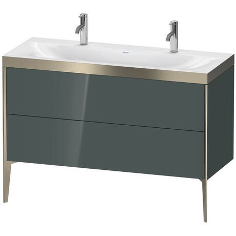 Duravit XViu 47" x 47" x 19" Two Drawer C-Bonded Floorstanding Vanity Kit With One Tap Hole, Dolomite Gray (XV4713OB138P)