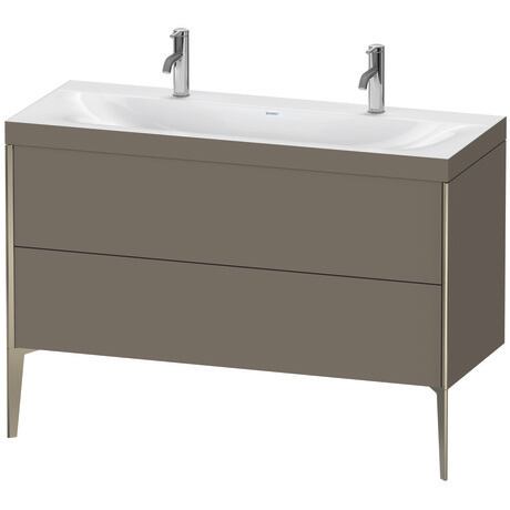 Duravit XViu 47" x 47" x 19" Two Drawer C-Bonded Floorstanding Vanity Kit With One Tap Hole, Flannel Gray (XV4713OB190C)
