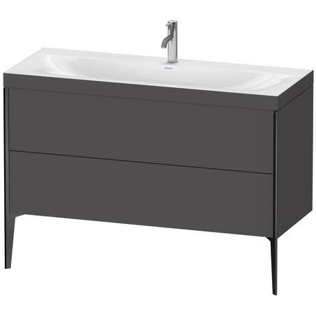 Duravit XViu 47" x 47" x 19" Two Drawer C-Bonded Floorstanding Vanity Kit With One Tap Hole, Graphite (XV4712OB249C)
