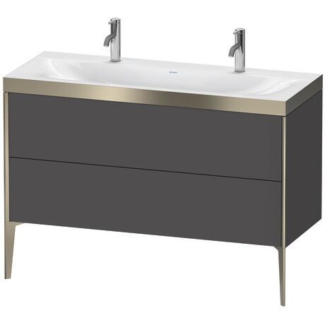 Duravit XViu 47" x 47" x 19" Two Drawer C-Bonded Floorstanding Vanity Kit With One Tap Hole, Graphite (XV4713OB149P)