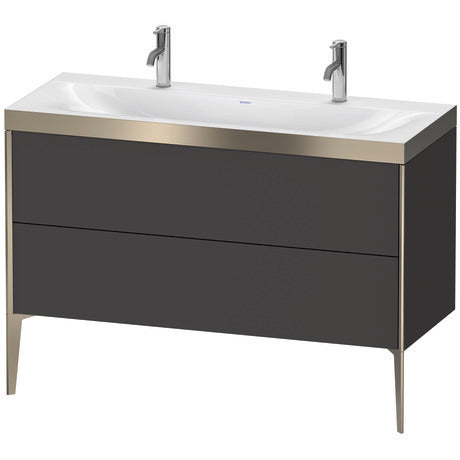 Duravit XViu 47" x 47" x 19" Two Drawer C-Bonded Floorstanding Vanity Kit With One Tap Hole, Graphite (XV4713OB180P)