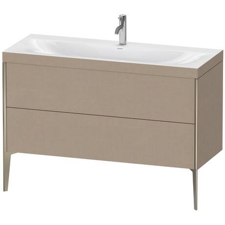 Duravit XViu 47" x 47" x 19" Two Drawer C-Bonded Floorstanding Vanity Kit With One Tap Hole, Linen (XV4712OB175C)