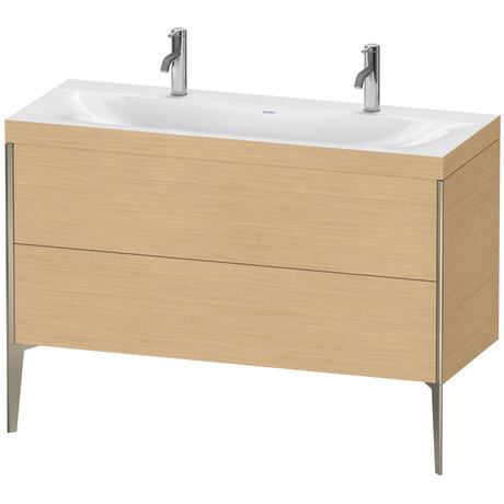 Duravit XViu 47" x 47" x 19" Two Drawer C-Bonded Floorstanding Vanity Kit With One Tap Hole, Natural Oak (XV4713OB130C)