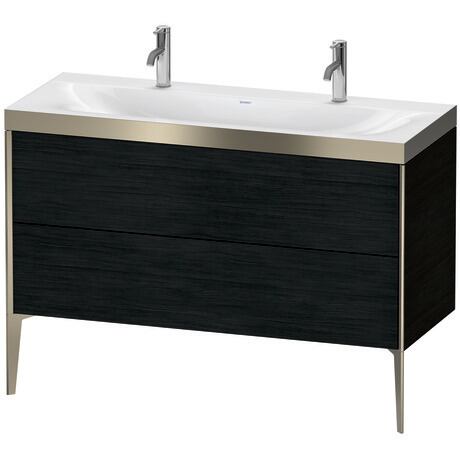 Duravit XViu 47" x 47" x 19" Two Drawer C-Bonded Floorstanding Vanity Kit With One Tap Hole, Oak Black (XV4713OB116P)