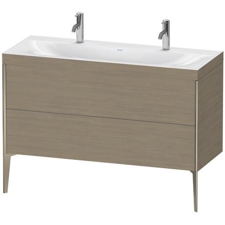 Duravit XViu 47" x 47" x 19" Two Drawer C-Bonded Floorstanding Vanity Kit With One Tap Hole, Oak Terra (XV4713OB135C)