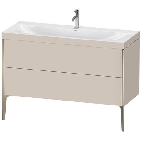 Duravit XViu 47" x 47" x 19" Two Drawer C-Bonded Floorstanding Vanity Kit With One Tap Hole, Taupe (XV4712OB191C)