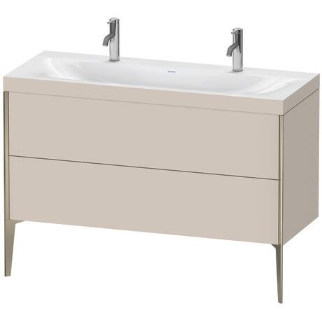 Duravit XViu 47" x 47" x 19" Two Drawer C-Bonded Floorstanding Vanity Kit With One Tap Hole, Taupe (XV4713OB191C)