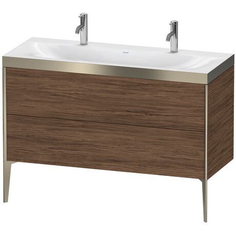 Duravit XViu 47" x 47" x 19" Two Drawer C-Bonded Floorstanding Vanity Kit With One Tap Hole, Walnut Dark (XV4713OB121P)