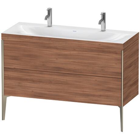 Duravit XViu 47" x 47" x 19" Two Drawer C-Bonded Floorstanding Vanity Kit With One Tap Hole, Walnut (XV4713OB179C)