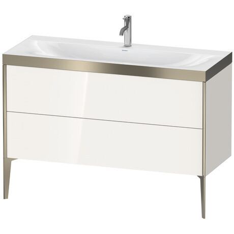 Duravit XViu 47" x 47" x 19" Two Drawer C-Bonded Floorstanding Vanity Kit With One Tap Hole, White (XV4712OB122P)