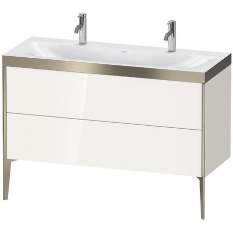 Duravit XViu 47" x 47" x 19" Two Drawer C-Bonded Floorstanding Vanity Kit With One Tap Hole, White (XV4713OB122P)