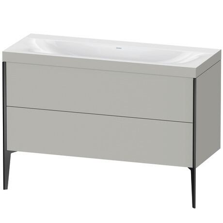 Duravit XViu 47" x 47" x 19" Two Drawer C-Bonded Floorstanding Vanity Kit Without Tap Hole, Concrete Gray (XV4712NB207C)