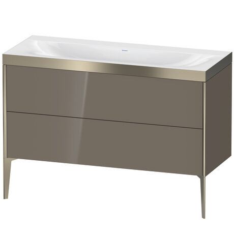 Duravit XViu 47" x 47" x 19" Two Drawer C-Bonded Floorstanding Vanity Kit Without Tap Hole, Flannel Gray (XV4712NB189P)